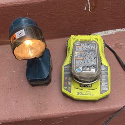 Ryobi Charger and Light With 2 Baterries