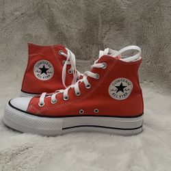 bright orange hightop platform converse