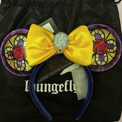Loungefly Disney Princess Stained Glass Collection Belle Ears Beauty And The Beast Limited Edition Mickey Ears