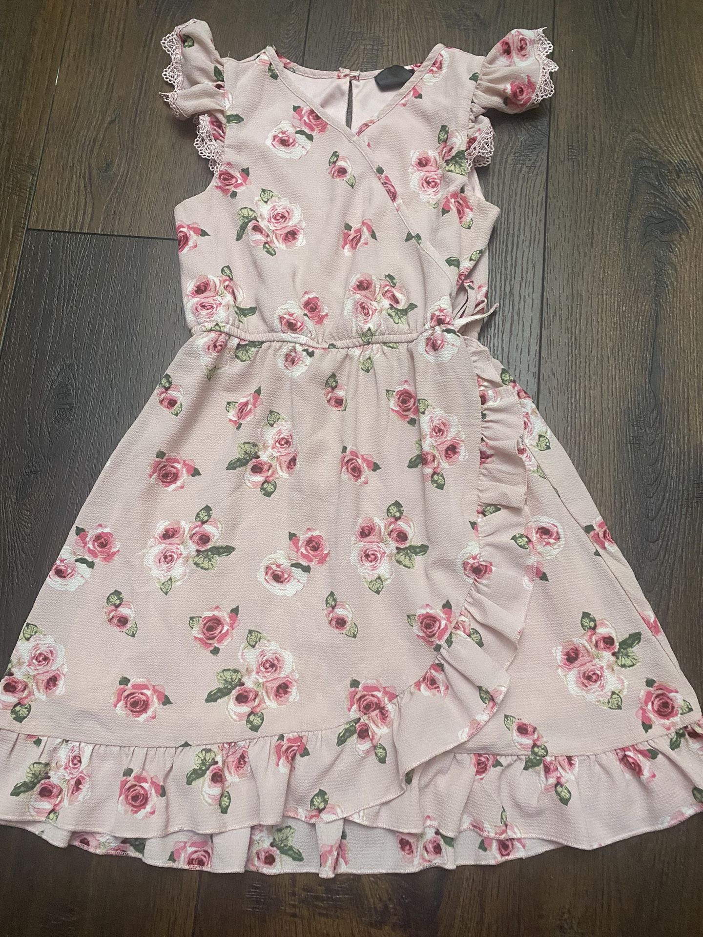 Girls Pink Flower Dress Size 7 By Zunie #12