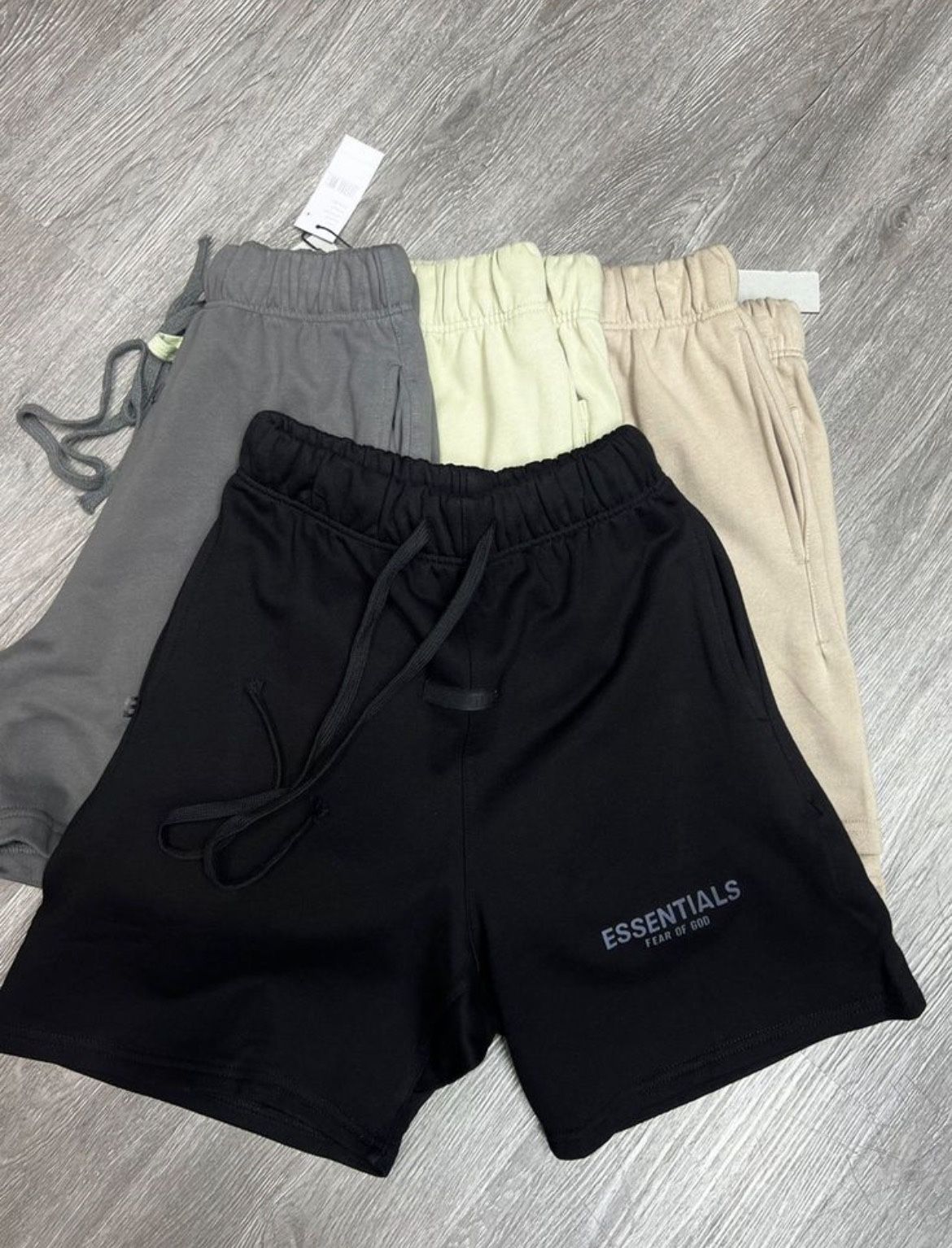black, grey,yellow and beige shorts