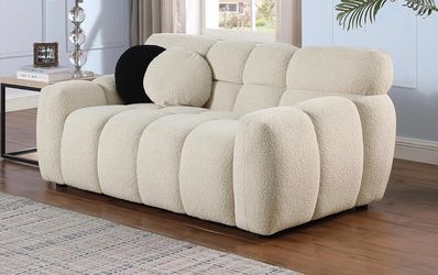 Brand new boucle fabric cloud couch with solid frame