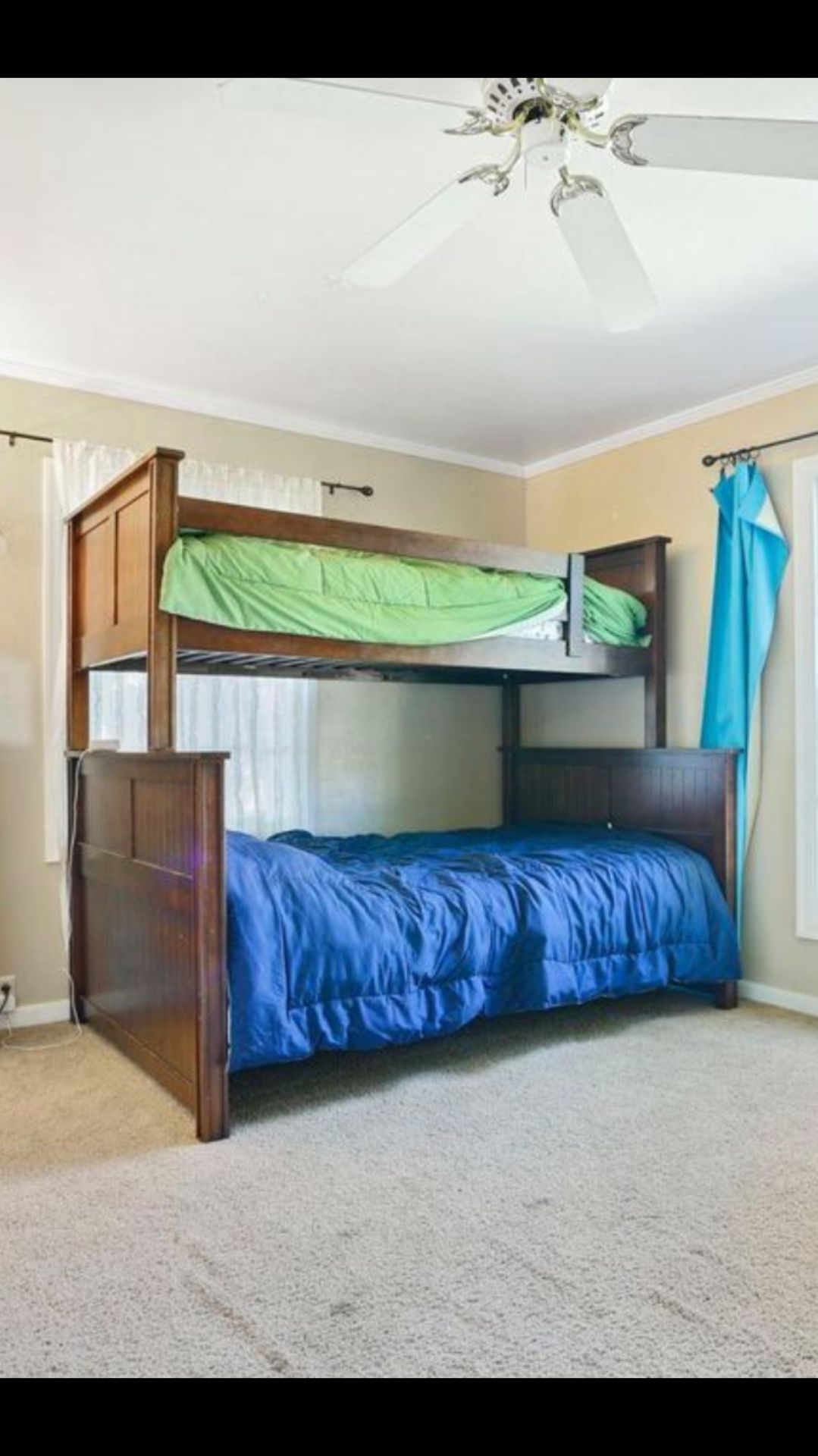 Used Twin Over Full-size bunk bed with full size Sealy mattress only included