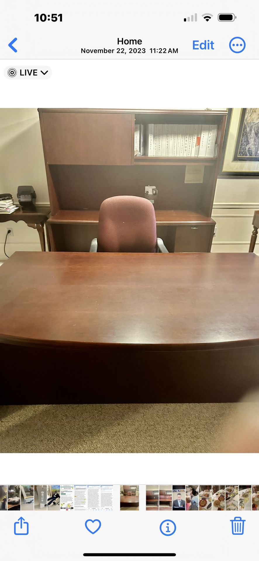 Office Furniture, Cherry Oak  Desk W/ Matching File Cabinet 