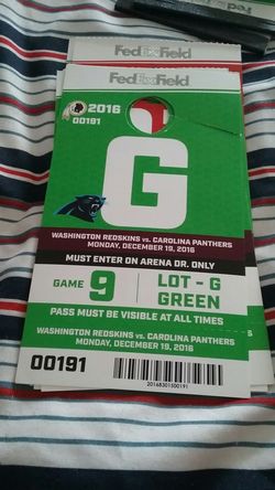 Redskins Panthers Parking Pass