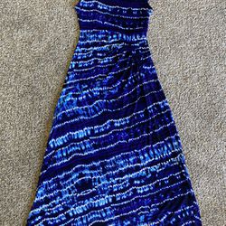 Blue Long Dress/ Short Sleeve