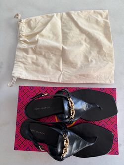 Tory Burch Jessa Black Leather Sandals — Size 7