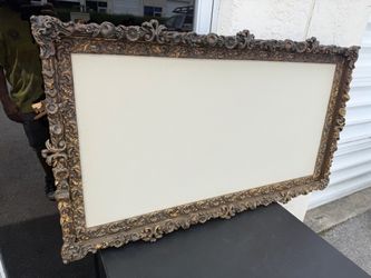 Antique Vintage 54x30in Ornately Carved Gold Gilt Wood Pulp Artwork Painting Frame.