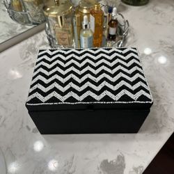 NEW Black & White Beaded Nesting Storage / Jewelry Box 