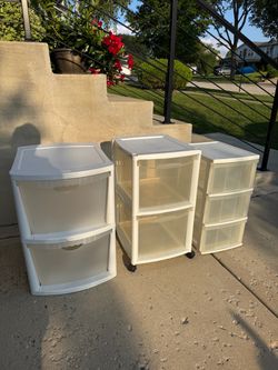 Storage cabinets, closet organizers, $10 each. Clean!