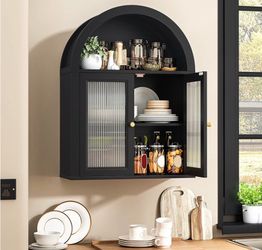 Arched Wall Cabinet Over The Toilet Storage Cabinet, 23.6×31.5'' Wood Cabinet, bathroom cabinet wall mount with Acrylic Doors & Adjustable Shelves for