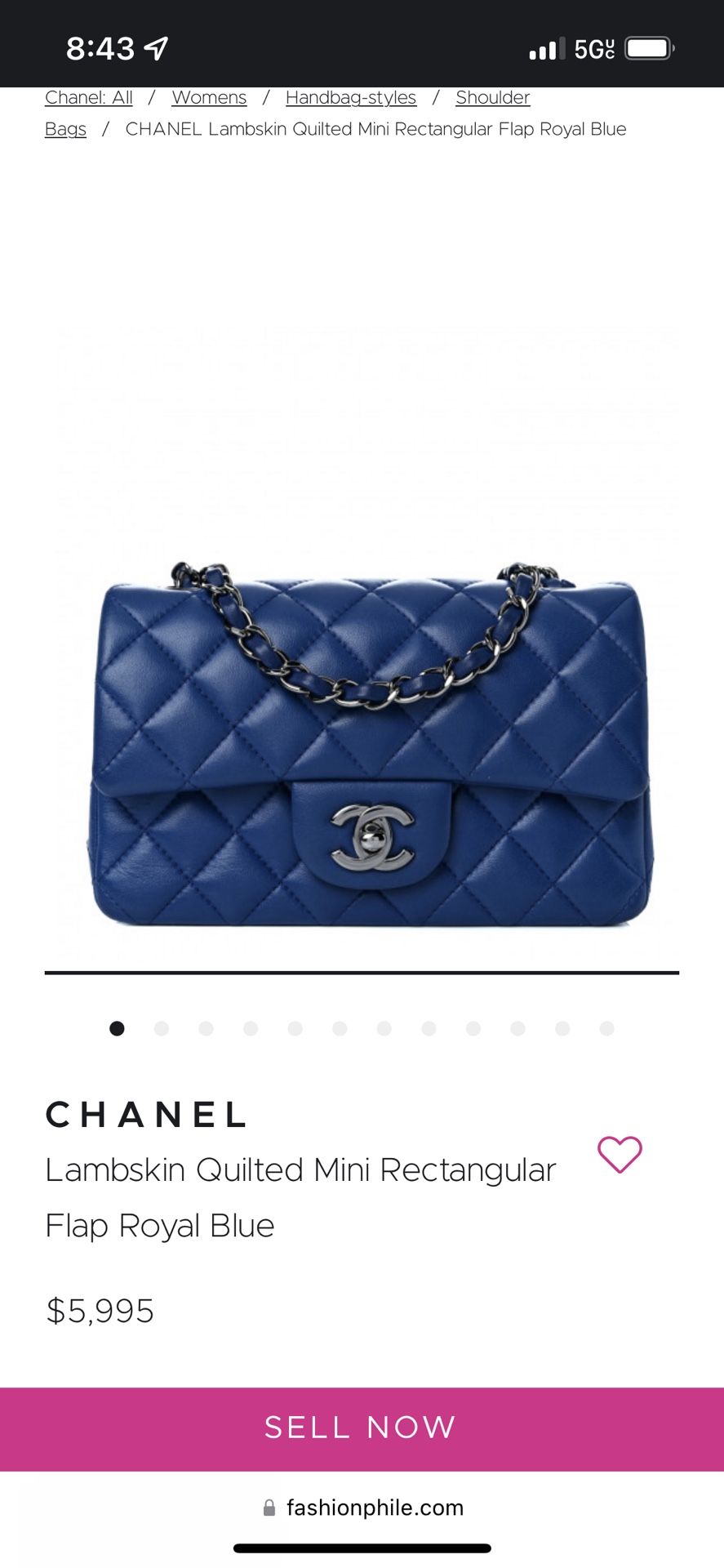 Chanel Blue Lamb Skin Bag