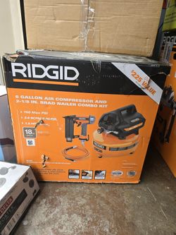 RIDGID 6 GALLON AIR COMPRESSOR BRAD NAILER COMBO