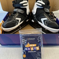 Nattork NBXW 802 Ice Skates–Size L (3–6 US) | Adjustable | Black/White | NEW