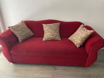 Suede red couch