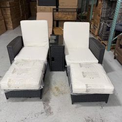 New Patio Wicker Loveseat - Outdoor Sofa Set with Cushion - Adjustable Lounge Chair with Ottoman