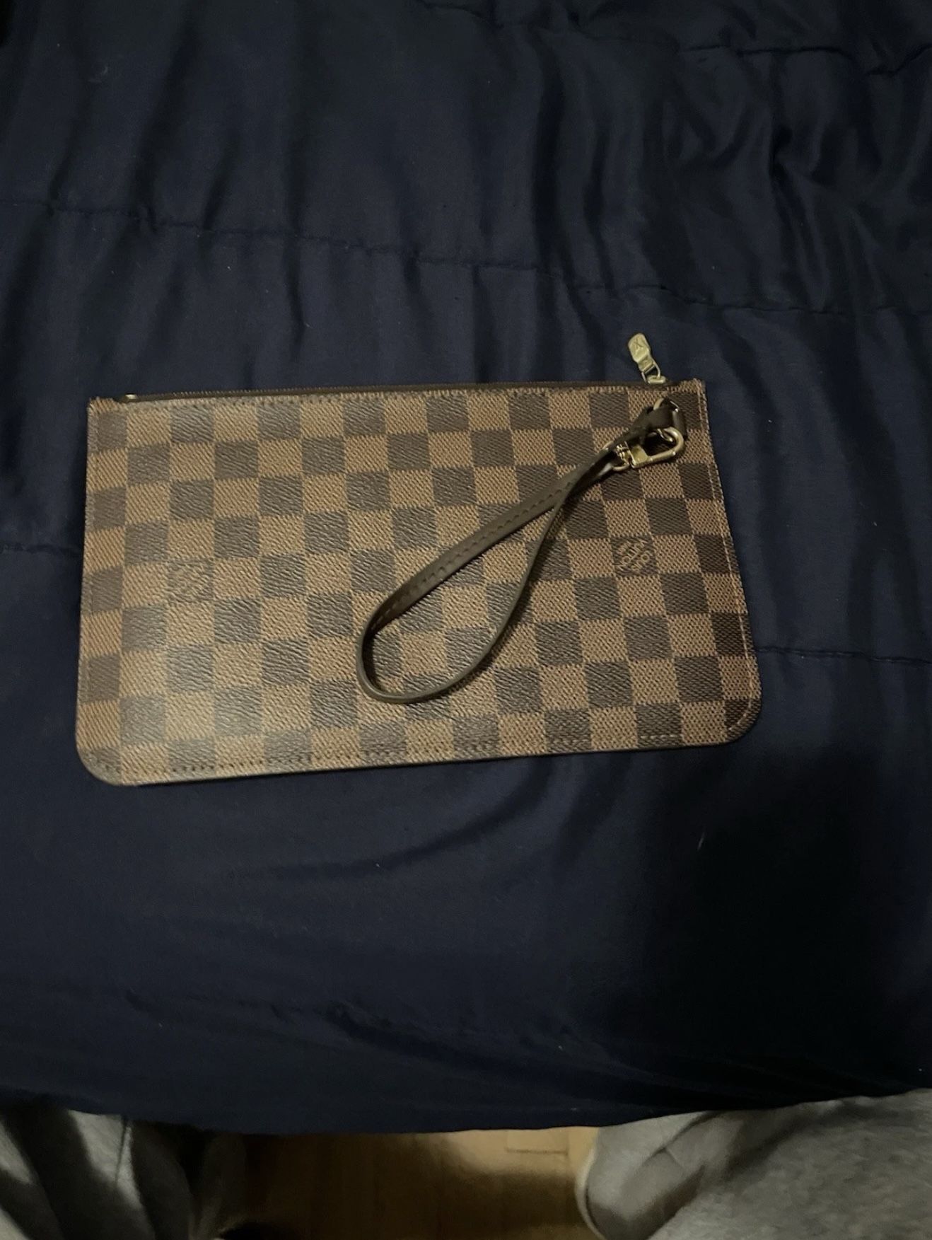 Louis Vuitton Damier Ebene Neverfull mm Wristlet Pochette