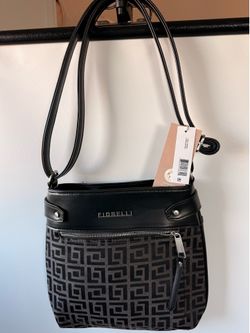 NWT Fiorelli Women's Lila Crossbody Handbag, Black Jacquard