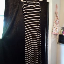 Women's Striped Black And White Maxi Dress 