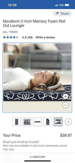 Novaform 2-Inch Memory Foam Roll Out Lounger