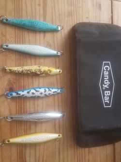 Fishing Jigs, 7 Candy Bar And A Salas. A Few Heavies And Surface Irons.