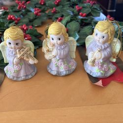 3 Lavender Angel Christmas Ornaments 