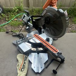 RIDGID 15 Amp Corded 12 in. Dual Bevel Sliding Miter Saw with 70 Deg. Miter Capacity and LED Cut Line Indicator 