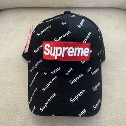 Supreme All Over Logo Box Logo Cap Black