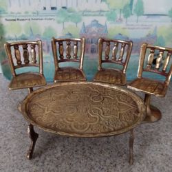 Brass Miniature Table & Chair Set