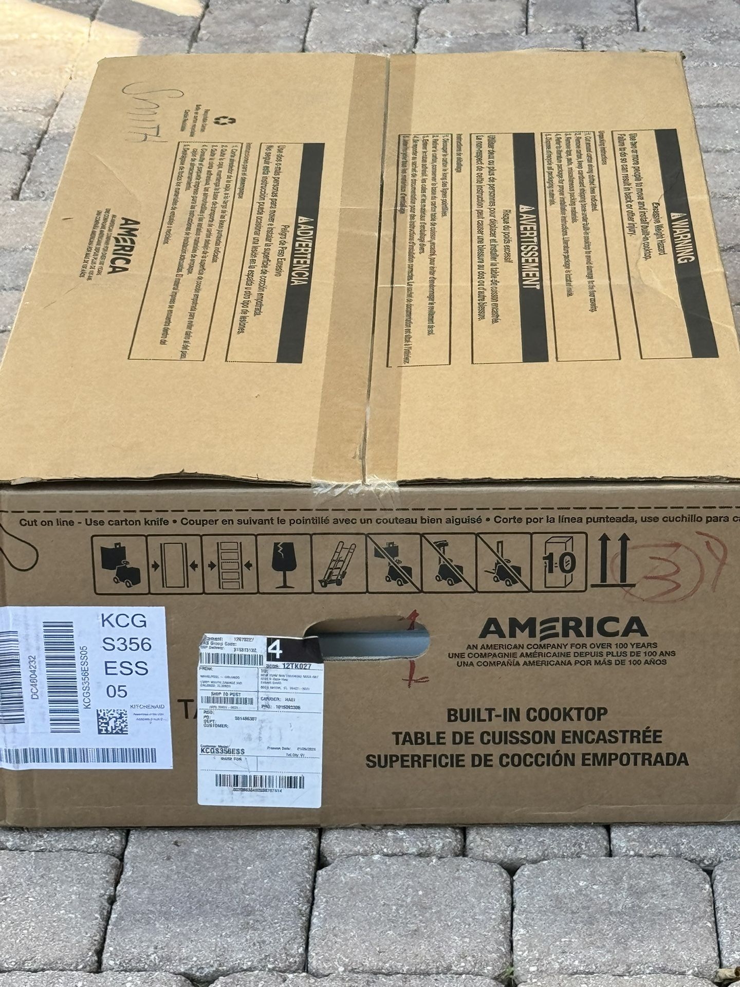 Kitchenaid 36” Gas Cooktop KCG S356 ESS 05 NEW Unopened box