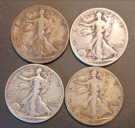 4 Walking Liberty Half Dollars 90% Silver