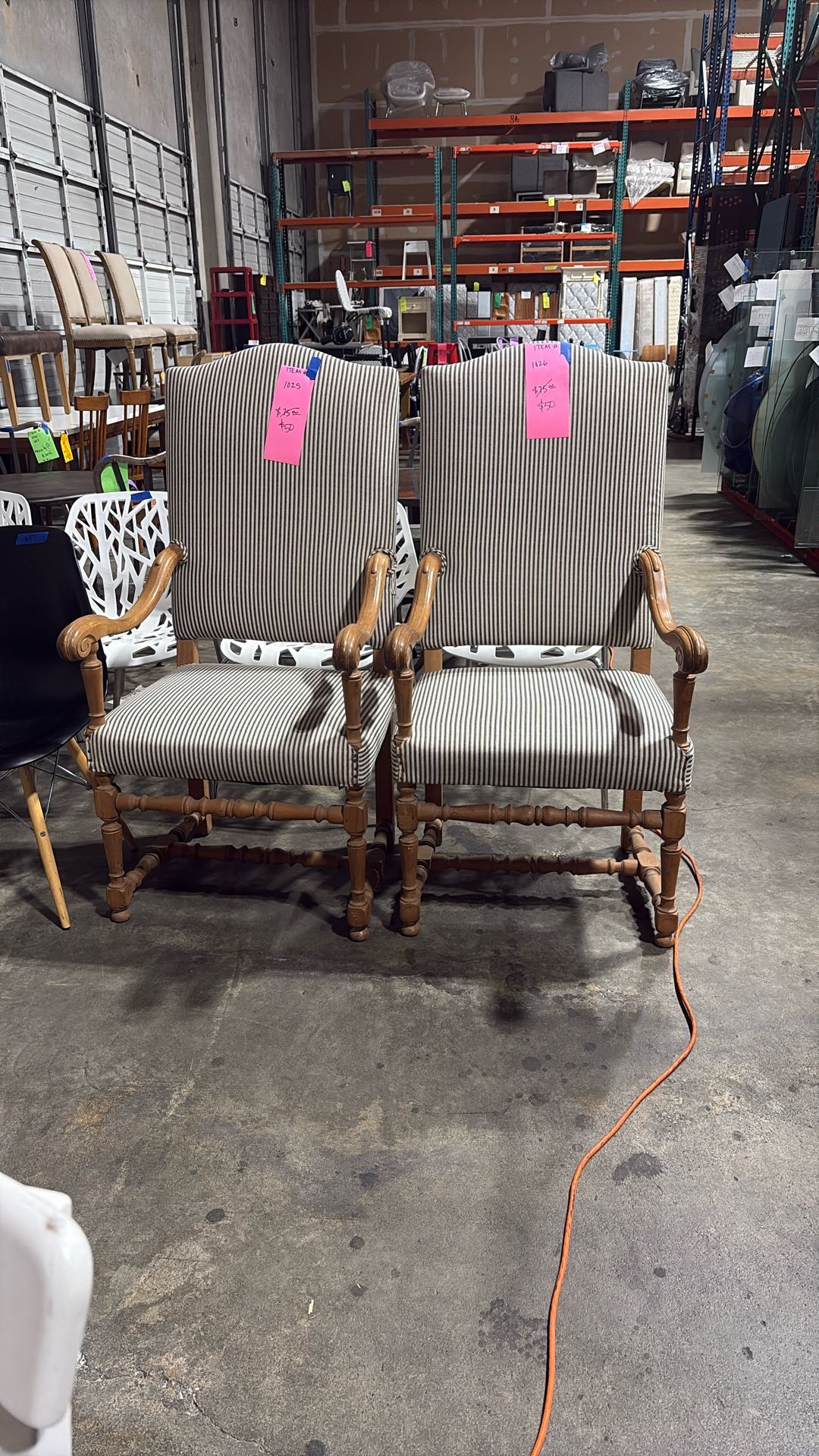 Ticking stripe chairs 