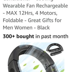 ChillGo Bladeless Neck Fan - 5200mAh Personal Portable Fan - Neck Air Conditioner - Cooling Wearable Fan Rechargeable - MAX 12Hrs, 4 Motors, Foldable 