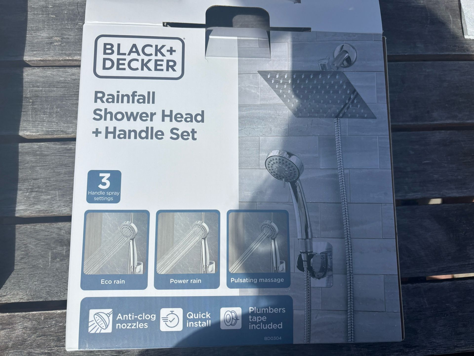 Black + Decker: Rainfall Shower Head + Handle Set 