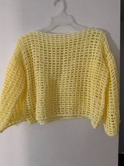 Handmade Light Yellow Crochet Crop Sweater