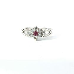 Ladies Sterling Silver Ruby & CZ Birthstone Ring Size 8 11055604