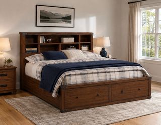 FULL-SIZE STORAGE BED | BOOKCASE HEADBOARD | DAYBED-STYLE