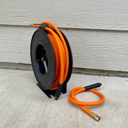 Giraffe Tools TA15B Retractable Air Hose Reel Wall Mount 3/8" x 50 ft Hybrid Hose, Air Compressor Heavy Duty Steel Reel Auto Rewind 300PSI, 50ft, Tang
