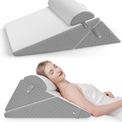 Wedge Pillow Headboard for Acid Reflux Relief Adjustable Bed Wedge Pillow Post Surgery Pillow Wedge for Sleeping with Half-Moon Memory Foam Bolster Pi