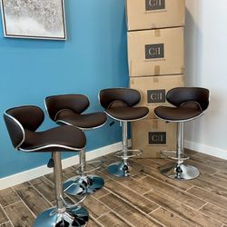 New 4 Brown Bar Stools 