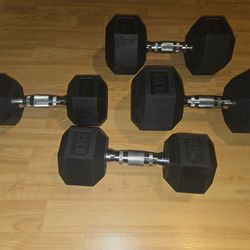 Two sets of 25lb and 45lb dumbells