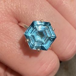 Aquamarine Silver Ring 925 Sz 7 