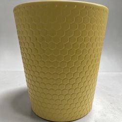 Yellow Honeycomb Embossed Planter Pot