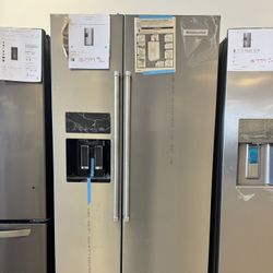 KitchenAid Counter Depth Side By Side Refrigerator With In Door Ice System In PrintShield Stainless Steel 