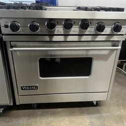 VIKING 36”WIDE DUAL FUEL RANGE STOVE STAINLESS STEEL WITH GRIDDLE 