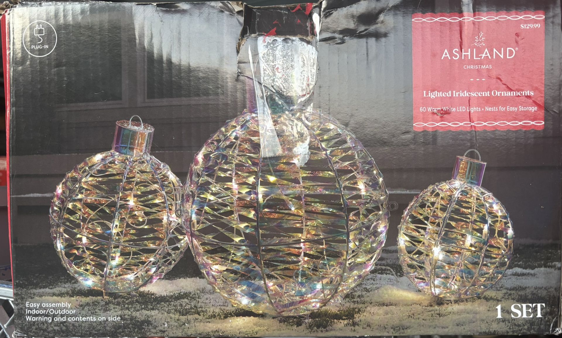 Ashland Christmas Lighted Iridescent Ornaments (3)
