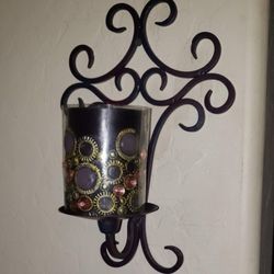 ORNATE MEDIEVAL RENAISSANCE VICTORIAN CANDLE SCONCE SET PILLER DISPLAY HOLDER KNICKKNACK WALL DECOR