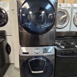 Samsung AddWash Front Loading Washer And Stackable Gas Dryer Set 
