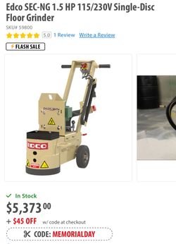 Edco 1.5 HP 115/230V Single-Disc Floor Grinder