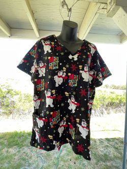 Women's Nursing Frostys Christmas Uniform Top Size XL
